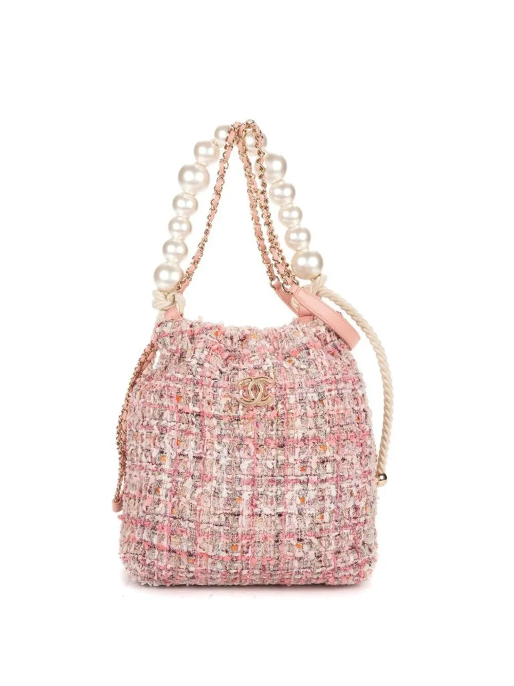 Chanel Ltd Ed Tweed Mini Pearl Bucket Pink